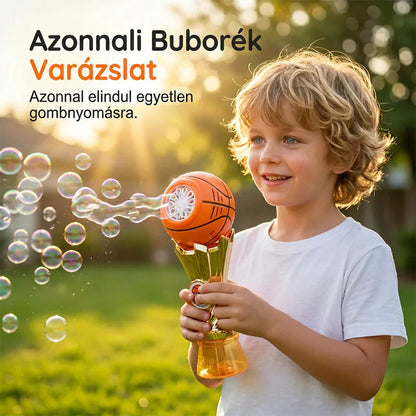 🎵 Labdarúgó- és kosárlabda-motívumú szappanbuborék-fúvó – villogó LED-ekkel, folyadékkal együtt – utánvéttel 🎯