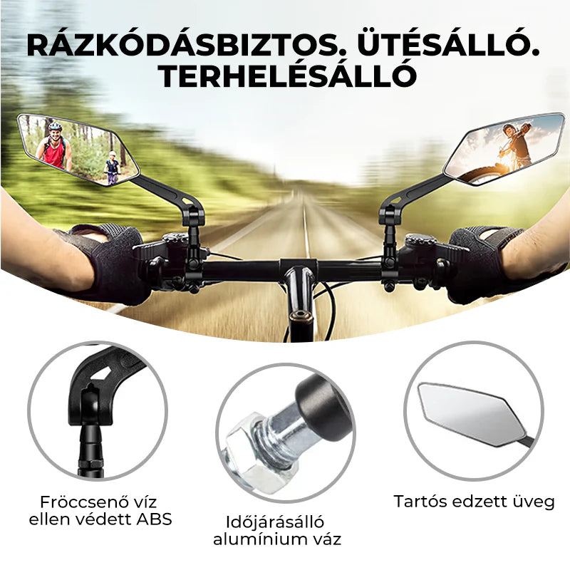🚴 Univerzális kerékpár-visszapillantó tükör – biztosítja a biztonságos hátsó kilátást, egyszerűen és gyorsan felszerelhető a kormányra