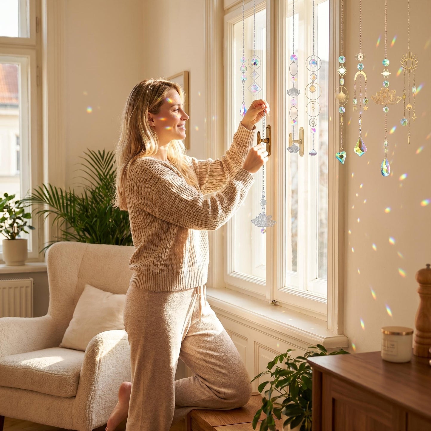 🌈✨Dekoratív napfényfogó kristály medál szett
