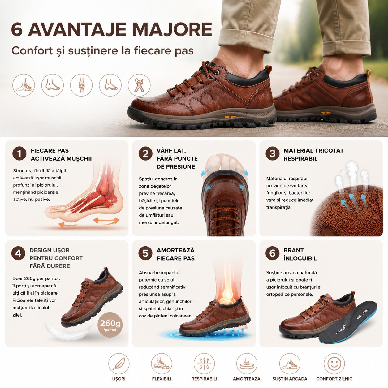 🎁Ultima zi pentru a profita de reducerea de 40%! Nu rata ocazia! ⏰ Ameliorează durerile de picioare și fasciita plantară: încălțăminte ortopedică impermeabilă și antiderapantă.