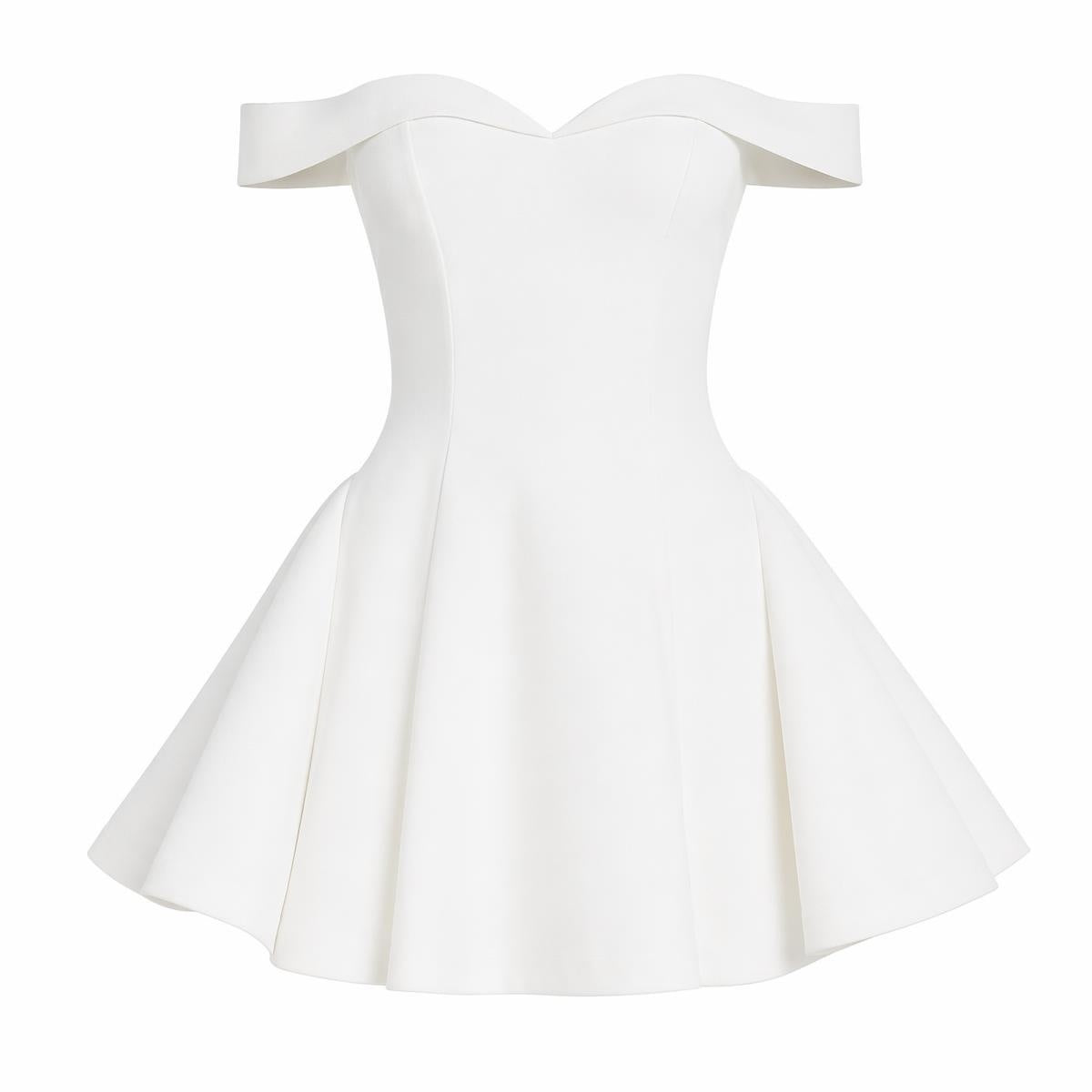Vállakat szabadon hagyó buborékujjas miniszoknya | DRESS