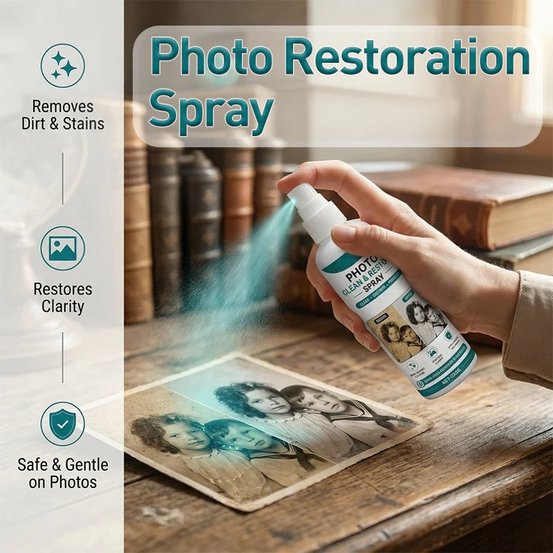 🔥✨Időkorlátozott akció! [Egyet vásárolsz, egyet ingyen kapsz] 📸 Prémium minőségű fotótisztító és -felújító spray – tisztítás, felújítás, védelem