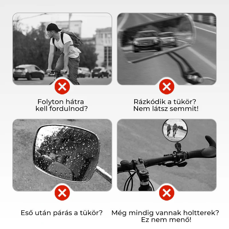 🚴 Univerzális kerékpár-visszapillantó tükör – biztosítja a biztonságos hátsó kilátást, egyszerűen és gyorsan felszerelhető a kormányra
