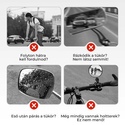 🚴 Univerzális kerékpár-visszapillantó tükör – biztosítja a biztonságos hátsó kilátást, egyszerűen és gyorsan felszerelhető a kormányra