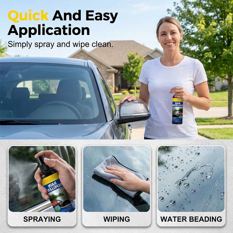 🌧️✨ Szélvédő esőálló spray – Fluor-alapú nanohidrofób technológia, az esőcseppek azonnal lecsúsznak, tiszta kilátás a vezetéshez, utánvéttel